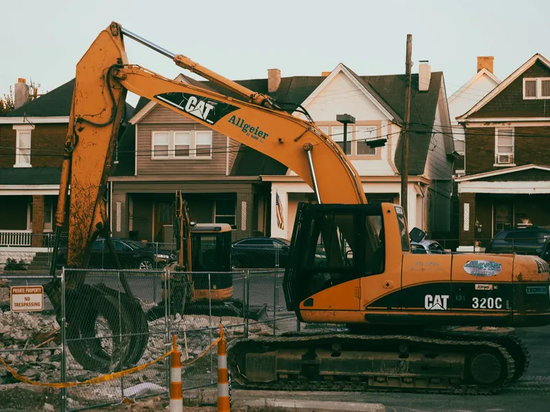 Excavator digging at a construction site