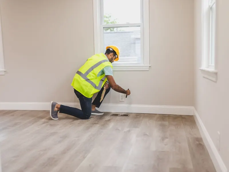 Home inspector checking a house